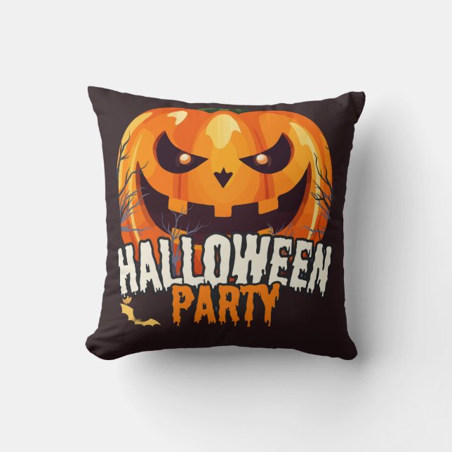Coussin Soirée Halloween – Création de citrouilles de Jack (Recto)