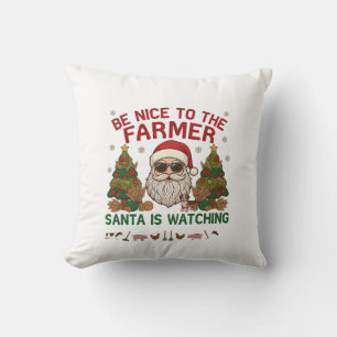 Coussin Sois Gentil Fermier Père Noël Animaux de Ferme de