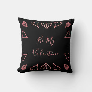 Coussin Sois ma Saint Valentin Black Rose Gold Heart