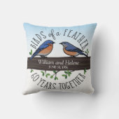 Coussin soixantième Anniversaire de mariage, oiseaux bleus (Verso)