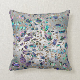 Coussin Sol de mosaïque - perle et or #3 d'ormeau de