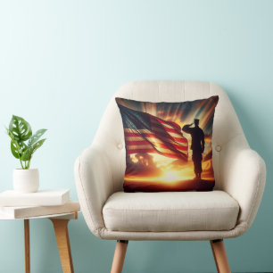 Coussin Soldat américain saluant le drapeau