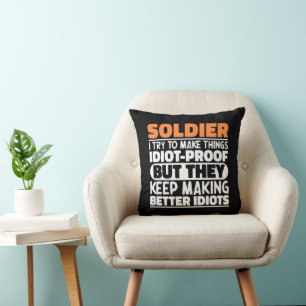 Coussin Soldat J'Essaie De Faire Des Choses Drôle Drôle Di