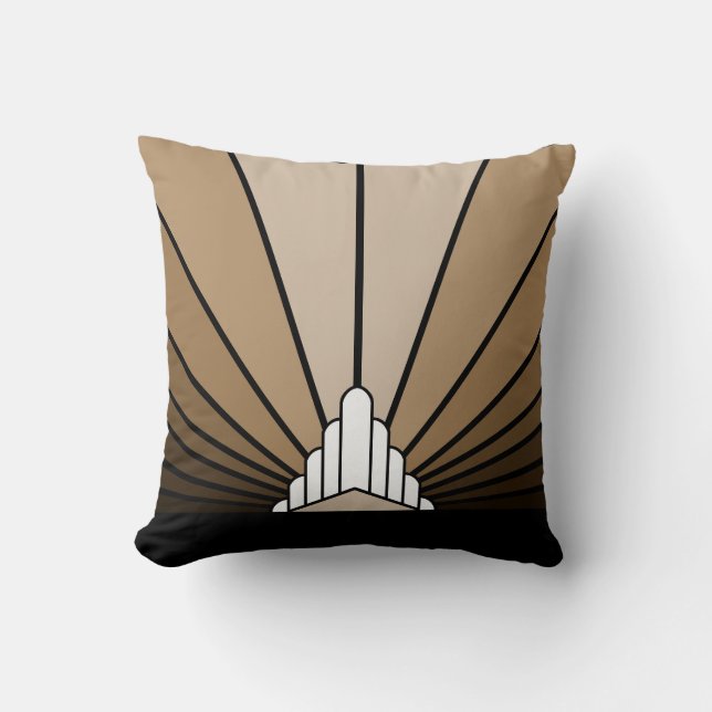 Coussin Soleil Art déco bronzé (Recto)