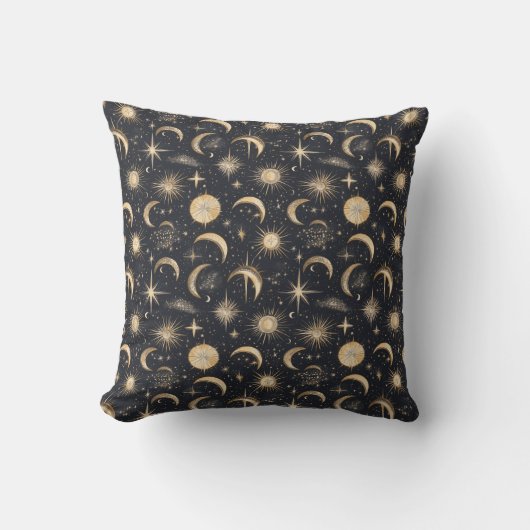 Coussin Soleil céleste et étoiles Ciel nocturne (Recto)