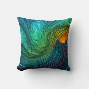 Coussin "Soleil en voie de disparition" Vagues fractales A