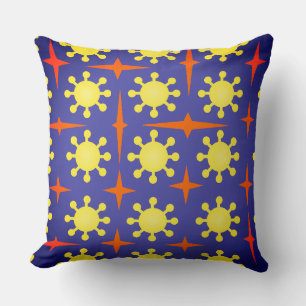 Coussin Soleil et étoiles sur bleu