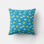 Coussin Soleil heureux, nuages et étoiles (Verso)