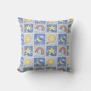 Coussin Soleil, Lune, Étoile et Arc-en-ciel