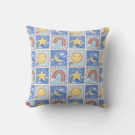 Coussin Soleil, Lune, Étoile et Arc-en-ciel (Recto)