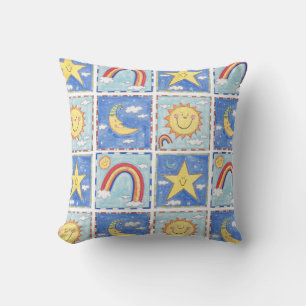 Coussin Soleil, Lune, Étoile et Arc-en-ciel