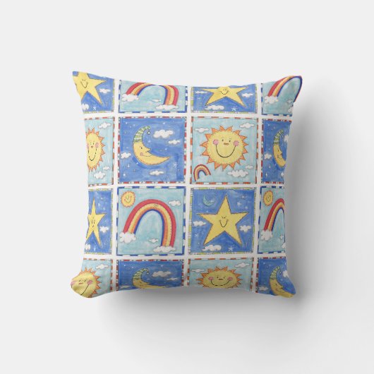 Coussin Soleil, Lune, Étoile et Arc-en-ciel (Recto)