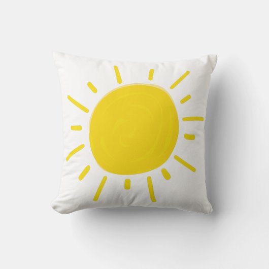 Coussin Soleil Peint à la Main Jaune Fantaisiste (Recto)