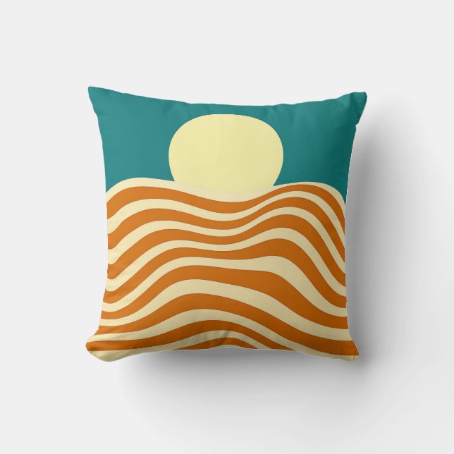 Coussin Soleil psychédélique et vagues ondoyantes2 (Recto)