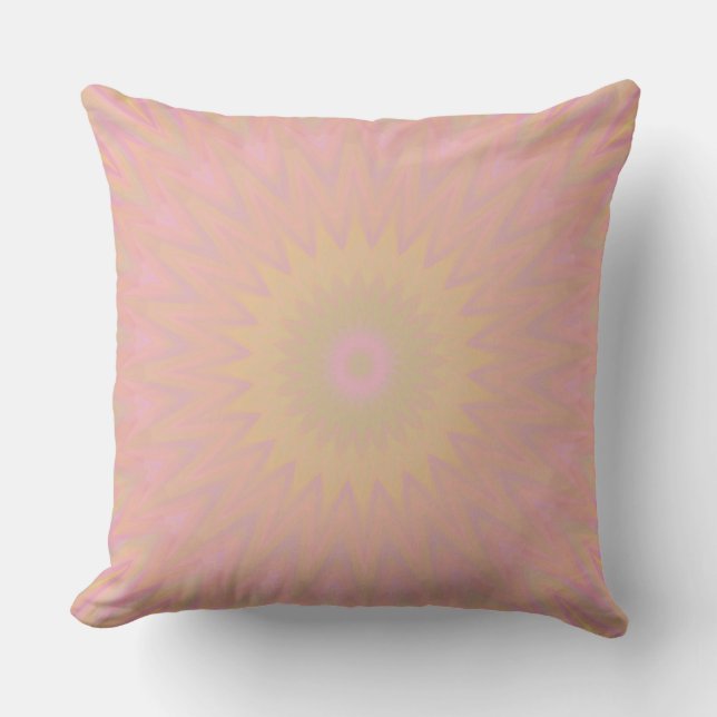 Coussin Soleil rose, jaune et vert (Recto)