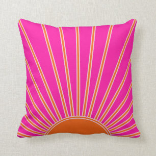 Coussin Soleil Sunrise Hot Rose Et Orange Preppy Sunshine