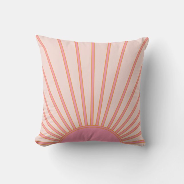 Coussin Soleil Sunrise rose Abstrait Retro Sunshine (Recto)