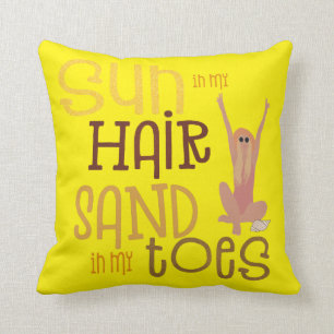 Coussin Soleil tendance dans mes cheveux sable dans mes or