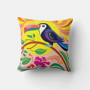 Coussin Soleil Toucan Tropical
