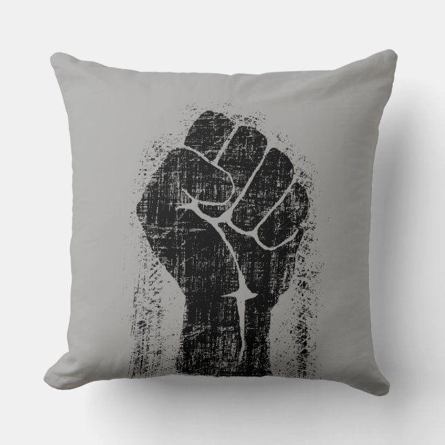 Coussin Solidarité Poing Grunge Style Distressed (Recto)