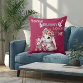 Coussin Some Bunny Loves Me Whimsical Spring Basket Custom