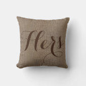 Coussin Son Mariage Rustique, Burlap-Look, garde ses heure (Recto)