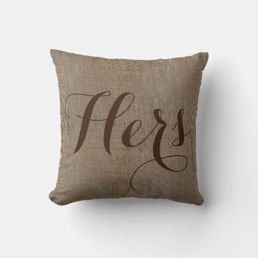 Coussin Son Mariage Rustique, Burlap-Look, garde ses heure (Recto)