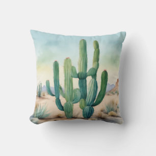 Coussin Sonoran Splendor Aquarelle Cactus Décoratif