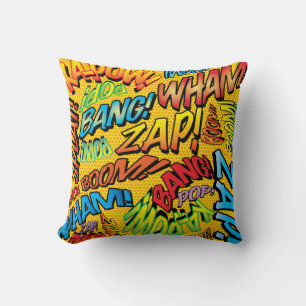 Coussin Sons de bande dessinée rétro amusants Pop Art