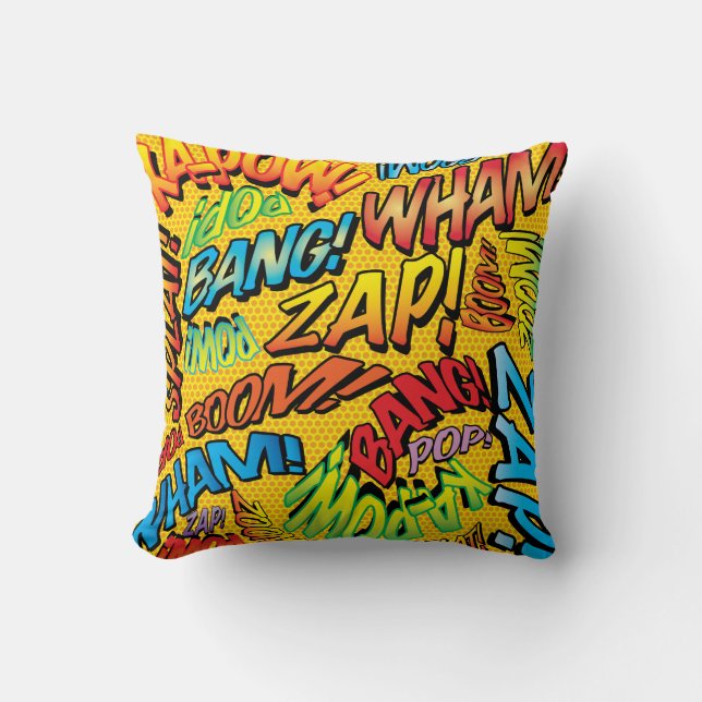 Coussin Sons de bande dessinée rétro amusants Pop Art (Recto)