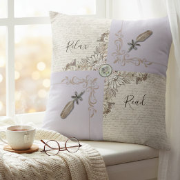 Coussin Sophisticated Lavender Cozy Book Lovers Accent