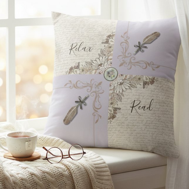 Coussin Sophisticated Lavender Cozy Book Lovers Accent (A cozy decorative piece that encourages comfort and relaxation with a good book)