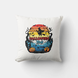 Coussin Sorcellerie Halloween Citrouilles Chauves-souris C