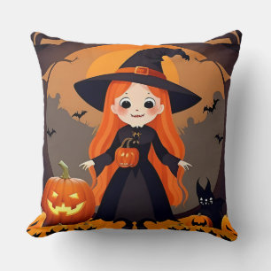 Coussin Sorcier adorable dans un décor d'Halloween avec de