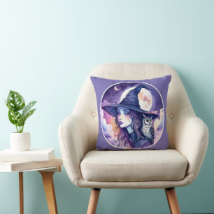 Coussin Sorcière avec un hibou - Halloween Fun 2