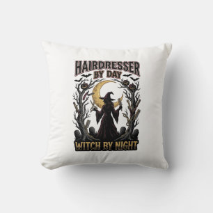 Coussin Sorcière Coiffeuse Halloween Styliste de jour Desi