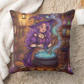 Coussin Sorcière de dessin animé faisant une potion d'amou (Couverture)