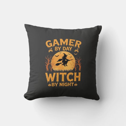 Coussin Sorcière de jeu Halloween Conception de jeu (Recto)
