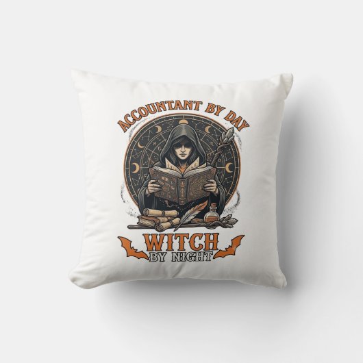 Coussin Sorcière de jour de comptable nuit de Halloween li (Recto)