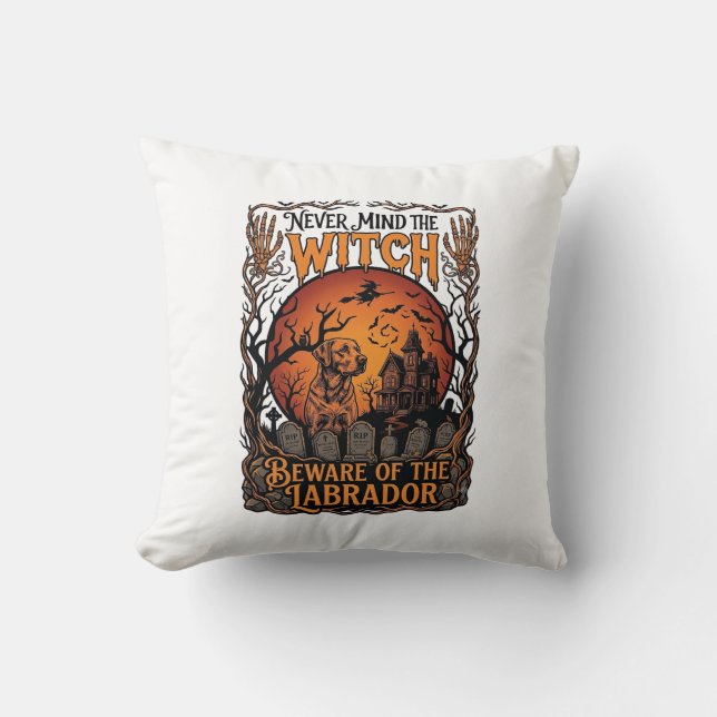 Coussin Sorcière de l'esprit de Noël Méfiez-vous du Labrad (Recto)