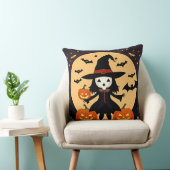 Coussin Sorcière d'Halloween avec citrouilles (Chaise)