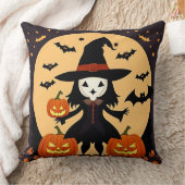 Coussin Sorcière d'Halloween avec citrouilles (Couverture)