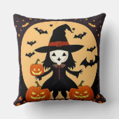 Coussin Sorcière d'Halloween avec citrouilles (Verso)