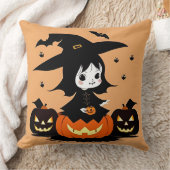 Coussin Sorcière d'Halloween avec citrouilles (Couverture)