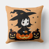 Coussin Sorcière d'Halloween avec citrouilles (Verso)