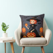 Coussin Sorcière d'Halloween avec citrouilles (Chaise)
