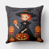 Coussin Sorcière d'Halloween avec citrouilles (Verso)