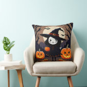 Coussin Sorcière d'Halloween avec citrouilles (Chaise)