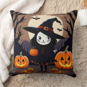 Coussin Sorcière d'Halloween avec citrouilles (Couverture)