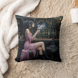 Coussin Sorcière d'Halloween dans un bar